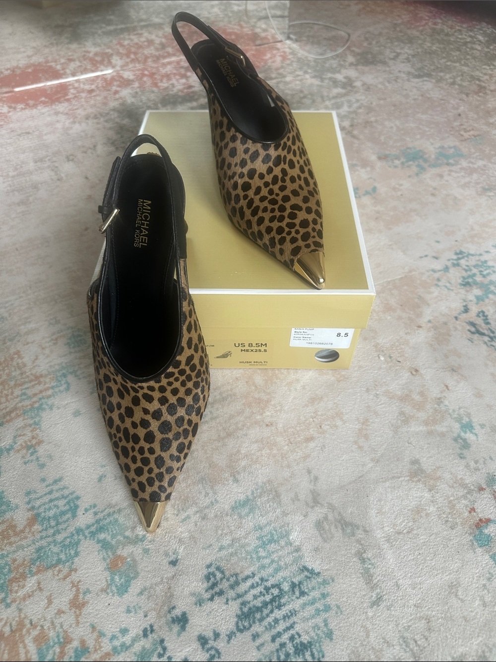 MICHAEL Michael Kors Leopard Print Pointed Toe Slingback Flats - Brown